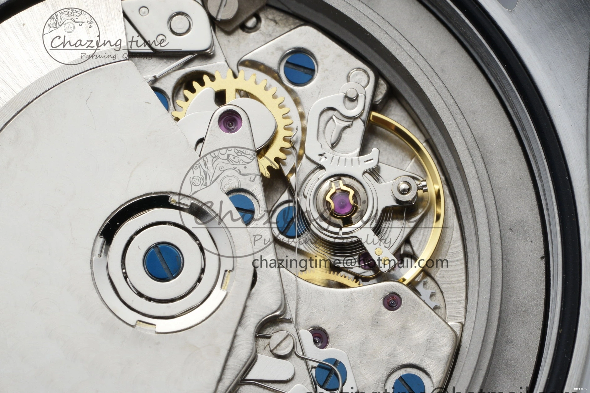 MIROTIME 0118 Pilot Chrono SS AZF 1:1 Best Edition Black Dial Orange Markers on Brown Leather Strap A EasyCare 7065